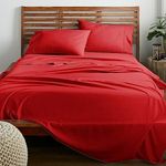 American Home Collection California King Sheet Set - Ultra Soft Microfiber 16-Inch Deep Pocket Bed Sheets - Breathable, Wrinkle and Fade Resistant, Easy Care - 4 Piece Set (Cal King, Red)