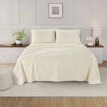 The Bishop Cotton 100% Egyptian Cotton 800 Thread Count 4 PC Solid Pattern Bed Sheet Set Italian Finish True Luxury Hotel Collection Fits Up to 16 Inches Deep Pocket (King, Ivory).