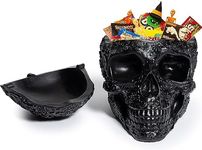 Gute Skull Candy Dish Trick or Treat Bowl with Cover - Deep Plant Planter Pot Polyresin Skulls Pot for Succulents, Plants & Flowers - Bowl & Serving Bowl, Skeleton Home Decor, Black Pot