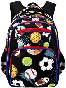 Moonmo Kids Backpack Boys,School Backpacks for Boys Elementary Students,boys school backpack with compartments for 5+, Black Ball Games, Large, Custom