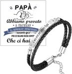 Jbniuay Regalo Papà Bracciale Uomo DAD - Braccialetto uomo in Pelle, 19,0 Zentimeter, Stainless Steel