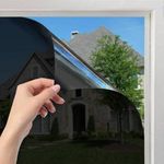 WISDOM One Way Mirror Window Film Daytime Privacy, Sun Blocking Heat Control Anti UV Reflective Film Window Tint for Home Office Living Room (Black Window Film, 20"x60")