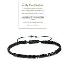 To My Granddaughter,I Love You Morse Code Bracelet, Girl's Adjustable Personalized Inspirational Magnetic Bracelets, School Season Gift for Granddaughter(black)