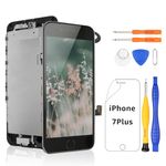 Yodoit for iPhone 7 Plus Screen Replacement LCD with Home Button, Front Camera, Ear Speaker, Full Assembly 5.5" Display Digitizer and Repair Tool Kit, Protector Black