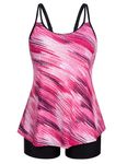 Hanna Nikole Women Tankini Swimsuit Flowy Swimdress Swimwear Plus Size Two Piece Bathing Suits Red Line 24 Plus