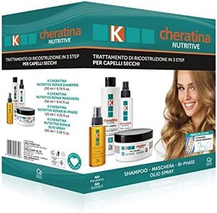 K-Cheratina Nutritive - Trattamento Professionale Capelli Secchi - Contiene lo Shampoo Ricostruzione, lo Spray Bifasico, la Maschera all'Acido Ialuronico e l'Olio Spray Ultra-Nutriente