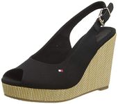 Tommy Hilfiger Women Iconic Elba Sling Back Wedge Espadrilles, Black (Black), 37 EU