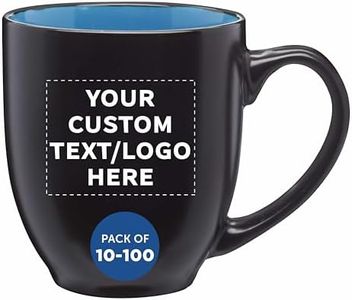 Custom Bistro Coffee Mugs 16 oz. Set of 100, Personalized Bulk Pack - Great for Tea, Cocoa, Diner, Travel mugs - Blue