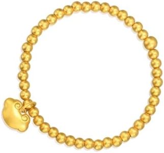 CHOW SANG SANG Cultural Blessings 999.9 24K Gold Price-by-Weight 6.36g Gold Ruyi Cloud with Bead, Beaded Bracelet for Tiny Size 94387B | 5.90 Inches (15CM)