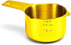 2lbDepot 1 Cup Measuring Cup Gold Stainless Steel Metal, Accurate, Engraved Markings US & Metric (240 ml), Wet Liquids & Dry Food Ingredients for Kitchen Baking & Cooking, One Single Cup