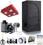 BloomGrow 24''x24''x48'' Grow Tent + 4'' Fan Filter Duct Combo + 800W LED Light + Hangers + Hygrometer + Shears + 24 Hour Timer + Trellis Netting Indoor Grow Tent Complete Kit