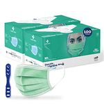 Medohealthy Careview N95 3 Ply Disposable Face Masks (Pack of 100,Green) with nose pin with Melt blown layer