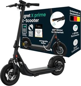 Egret X Prime E Scooter mit Straßenzulassung (max. 20 km/h), Reichweite bis 65km, große 12,5" Luftreifen, Frontfederung, Dual-Blinksystem, App Steuerung, Zuladung max. 130kg
