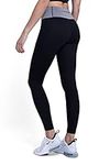 TCA Women's Pro Performance Supreme High Waisted Yoga Running Leggings - Black/Grey Marl, S
