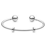 Pandora Moments Women's Sterling Silver Open Bangle Bracelet, Size 16, No Box