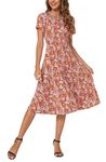 Urban CoCo Women's Floral Print Short Sleeve Flared Midi Dress, # 16, XL