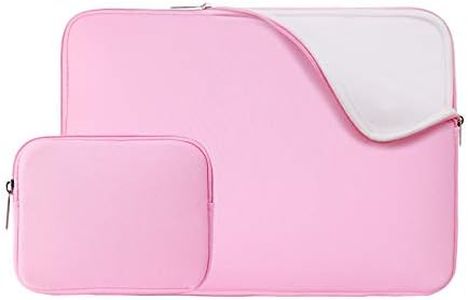 RAINYEAR 14 Inch Laptop Sleeve Case Cover Soft Fluffy Lining Bag with Accessories Pouch, Compatible with 14" Dell HP ThinkPad Lenovo Asus Acer Samsung Notebook Chromebook (Pink, Upgraded Version)