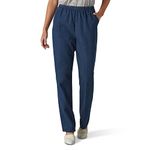 Chic Classic Collection Women's Cotton Pull-on Pant with Elastic Waist, Original Stonewash Denim,