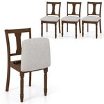 Giantex Wood Dining Chairs Set of 4, Farmhouse Dining Room Chair with Cushion Seat, Armless Wooden Dining Side Chairs with Solid Acacia Wood Frame, Max Load 350 Lbs, Upholstered Kitchen Chair, Walnut