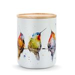 DEMDACO Hummers On A Wire Green 8 x 5 Ceramic and Wood Medium Canister Jar