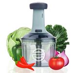 E-COSMOS Food Chopper Manual Hand Press Push Chopper with 3 Blades for Effortless Chopping Vegetables & Fruits (900 ml, Plastic)