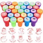 30 PCS Assorted Stamps for Kids Teacher Stamp Self Inking Rubber Stamps Motivational Stamps for Classroom Teacher Reward Stamps Sorted Review Stamps for Home School Prizes Party Favor