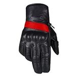 Jackets 4 Bikes Men's Motorcycle Gloves Premium Leather Street Protective Cruiser Gel Padded Driving Riding Biker Gloves BlackRed L