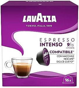 Lavazza, Espresso Intenso, 96 Cápsulas Compatibles con Máquina Nescafé Dolce Gusto, con Notas Aromáticas de Caramelo, Arábica y Robusta, Intensidad 9/13, Tueste Oscuro, 6 x 16 Cápsulas