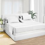 SGI Top Split Flex Sheet Set for Adjustable Bed 28" Split Head King 1000 Thread Count Soft & Smooth Egyptian Cotton 4 Piece Set fits up to 18 Inch Deep Pocket White Solid