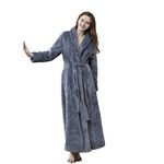 ROSEEM Womens Dressing Gown Ladies Fluffy Dressing Gown Full Length bathrobe Loungewear Long Robe GREY-XL