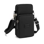 PALAY® Small Crossbody Phone Bag for Women Mini Wallet Shoulder Crossbody Phone Bag with Earphone Cable Hole Wallet Clutch Bag for Women, Black