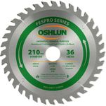 Oshlun SBFT-210036 210mm 36 Tooth FesPro General Purpose ATB Saw Blade with 30mm Arbor for Festool TS 75 EQ