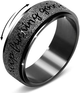Spinner Ring Anxiety Ring for Women Men Titanium Stainless Steel Fidget Ring For Anxiety for Women 8mm Width Black Color Size 11