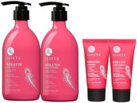 Luseta Keratin Shampoo Full + Travel Size Shampoo + Conditioner Set for Color Treated Damaged & Dry Hair, Keratin Hair Treatment for Smoothing& Nourishing (2x16.9 FL Oz + 2x1.01 FL Oz)