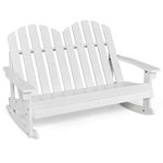 COSTWAY Kids Adirondack Rocking Chair, 2-Seat Outdoor Relax Porch Rocker with Slatted Seat, Smooth Rocking Feet, High Back Patio Rocking Armchair for Fire Pit, Lawn, Deck and Poolside (White)