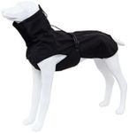 Dog Coat Warm Jacket Pet Raincoat Waterproof Polar Fleece Lined Winter Coat Adjustable Reflective Dog Windbreaker Puppy Slicker Dog Poncho Windproof Black L