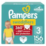 Pampers Swaddlers 360 Pull on Diapers, size 3, 156 count, for up to 100% Leakproof Skin Protection and easy changes