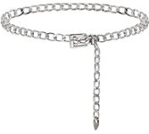 HIQUACC Punk Rock Metal Chunky Waist Chain Belt Buckle Type Jewelry Belly Chain for Women (Silver 1-L)