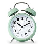 AYRELY® Super Loud Alarm Clock for Heavy Sleepers, Retro Twin Bell Design, 4-Inch Silent Non-Ticking Quartz with Backlight, Metal Bedside Clock for Children’s Room (Saga Green)