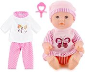 Toy Choi's 12 Inch Baby Doll Pink - Dolls with Rompers and Hat Accessories, Christmas Birthday Gift for Toddlers 2 3 4 5+ Year Old Girls Boys