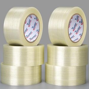 TONLER TAPE 6 Rolls Heavy Duty Filament Strapping Tape 2" x 35 Yards, Waterproof Strong Adhesive Industrial Tape for Pallet Shipping & Bundling