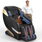 YONISEE 4D Full Body Massage Chair with SL-Track, Smart Shiatsu Massage Recliner with Voice Control & Bodyscan, Deep Neck Shoulder Back Calf & Foot Massage for Home Office (Black Glod)