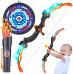YIMORE Bow and Arrow Set Kids, Archery Set with LED Light with 10 Suction Cups Arrows Targets Quiver Need Assembly, Indoor Outdoor Garden Games (Blue)