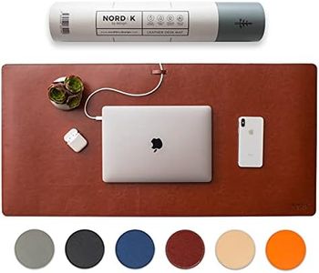 Nordik Leather Desk Mat Cable Organiser (Cognac Brown 89 x 43 cm) Premium Extended Mouse Mat for Home Office Accessories - Felt Vegan Large Leather Desk Pad Protector & Desk Blotter Pads Decor