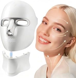 ONLUKY LED Maske Gesicht Anti-Aging, Aufladbare Rotlicht-Therapie-Maske Gesicht mit Infrarot, USB-C-Ladung, 120 LED-Perlen, Ohne Stromkabel für Zuhause, Reise und Yoga (inkl. Halsaufsatz), Silber
