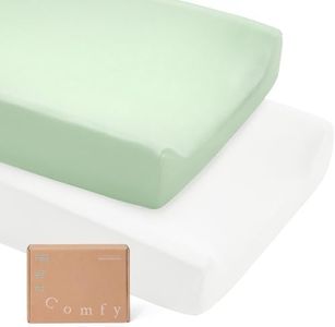 PurComfy Supersoft Diaper Changing Pad Covers, 2-Pack Premium Bamboo Viscose Change Table Pad Covers for Baby Girls and Boys, Hypoallergenic Stretchy Changing Table Cover Sheets