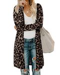 AUSELILY Women's Cardigan Sweaters for Women with Pocketes Long Sleeve Casual Lightweight Open Front Cardigan Khaki Leopard 4XL