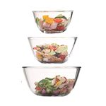 Femora Borosilicate Glass Microwave Safe All-Purpose Mixing Bowls,400 ML, 700 ML, 1050 ML, Set of 3 (Transparent)