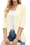 osazic Women's Summer 3/4 Sleeve Classic Spring Cardigan Solid Color Soft Cardigans Tops Apricot M