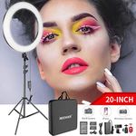 Neewer Ring Light RP20-B 20 inch LED with Stand and Phone Holder, 44W 3200K-5600K with Battery/DC Power Option, USB Battery Charger, for Makeup Tattoo Lash Barber Salon YouTube TikTok Video Lighting